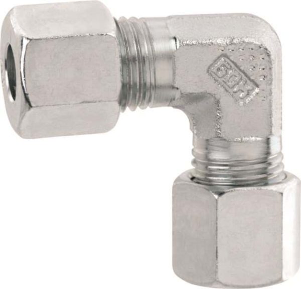Haakse Knelkoppeling Gas 8x8 mm & 10x10 mm