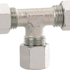 T-stuk Knelkoppeling Staal 8 mm / 10 mm