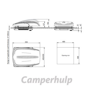 Vechline Luxuoso II Dakventilator 40x40 Transparant voor Camper, Caravan & Boot