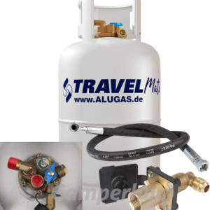 Aluminium LPG Tankfles 27 Liter met Livello Inhoudsmeter & Buitenvulset Complete Camperset