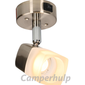 Luna camper en caravan opbouwspot - ECE R10 - geborsteld staal met melkglas