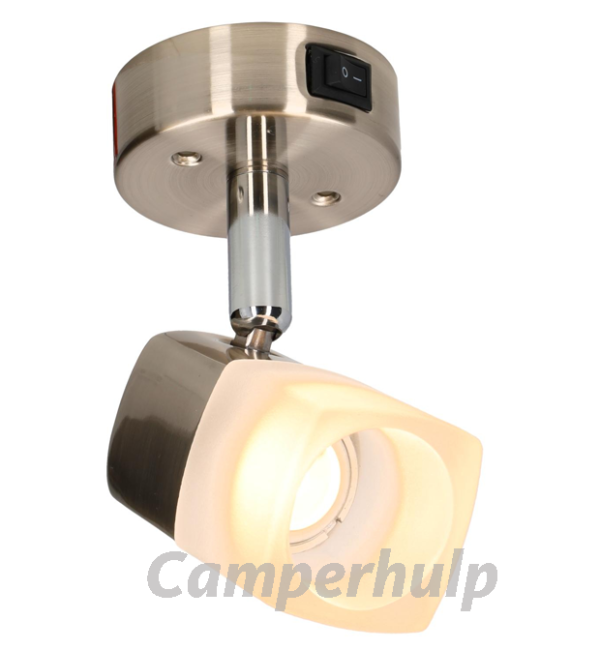Luna camper en caravan opbouwspot - ECE R10 - geborsteld staal met melkglas