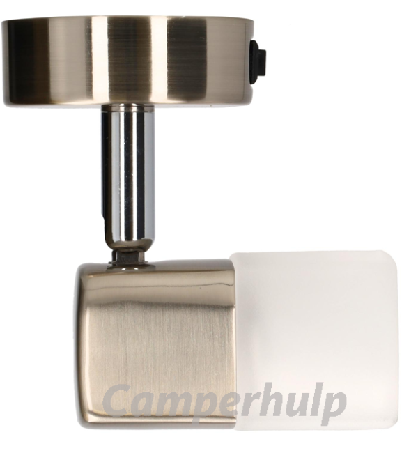 Luna camper en caravan opbouwspot - ECE R10 - geborsteld staal met melkglas