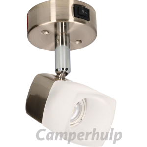 Luna camper en caravan opbouwspot - ECE R10 - geborsteld staal met melkglas