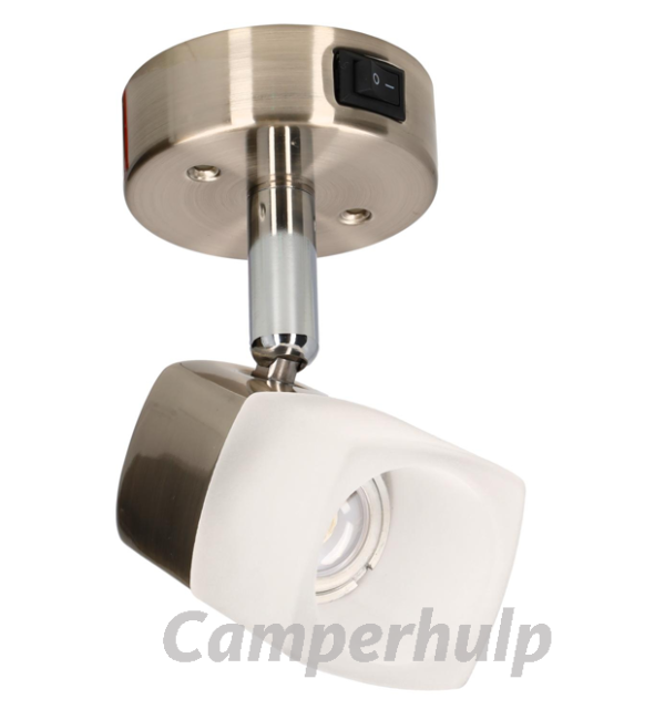 Luna camper en caravan opbouwspot - ECE R10 - geborsteld staal met melkglas