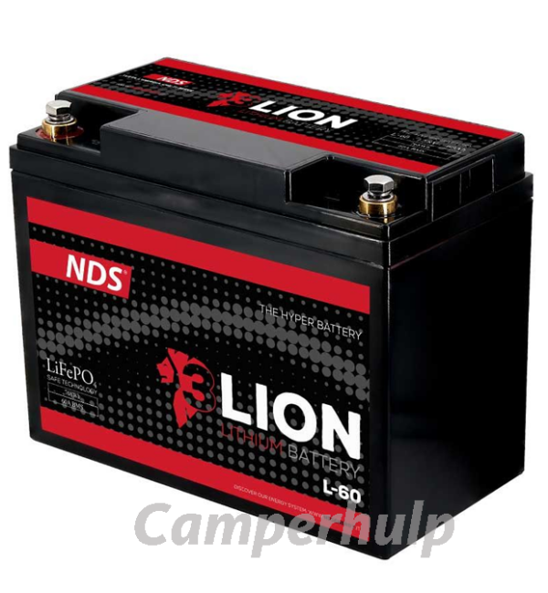 NDS 3LION Lithium Accu 12V 60Ah LiFePO4 Huishoudaccu voor Camper, Caravan en Boot