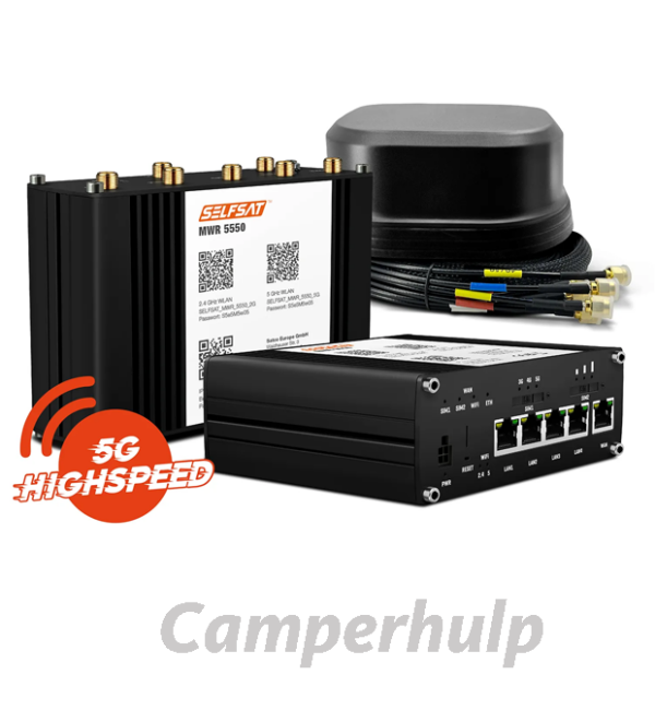 SELFSAT MWR 5550 5G Cat. 19 WLAN router tot 3,3 Gbps inclusief SATCO 5G-antenne
