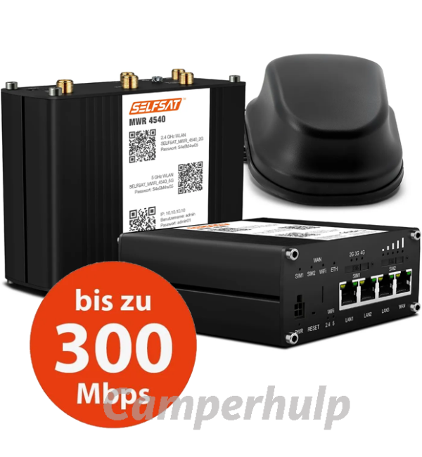 SELFSAT MWR 4540 4G Cat 6 WLAN-router tot 300 Mbps inclusief SELFSAT 5G-antenne zwart