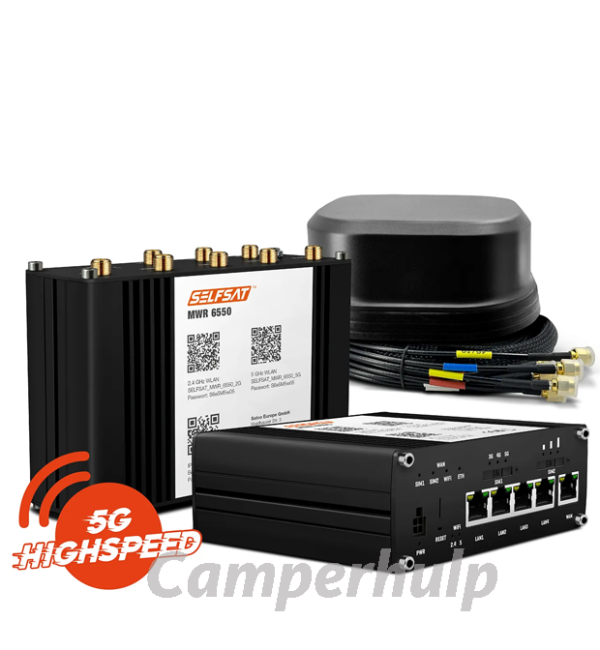 SELFSAT MWR 6550 5G Cat. 19 WiFi 6 WLAN router tot 3,4 Gbps inclusief SATCO 5G-antenne